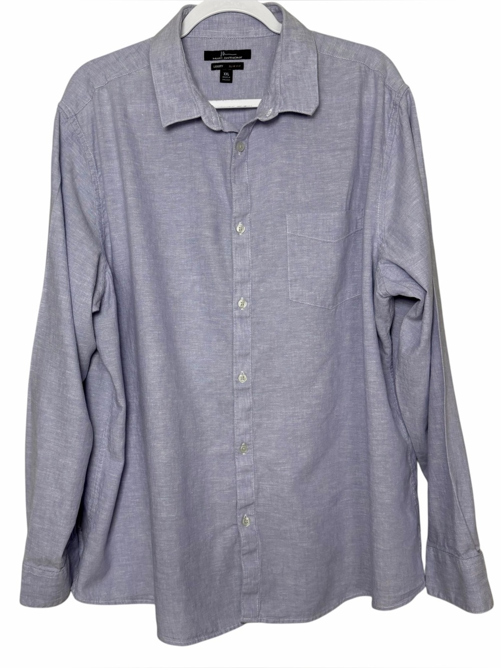 Marc Anthony Luxury Men’s XXL Slim Fit Linen Cotton Long Sleeve Shirt Lavender